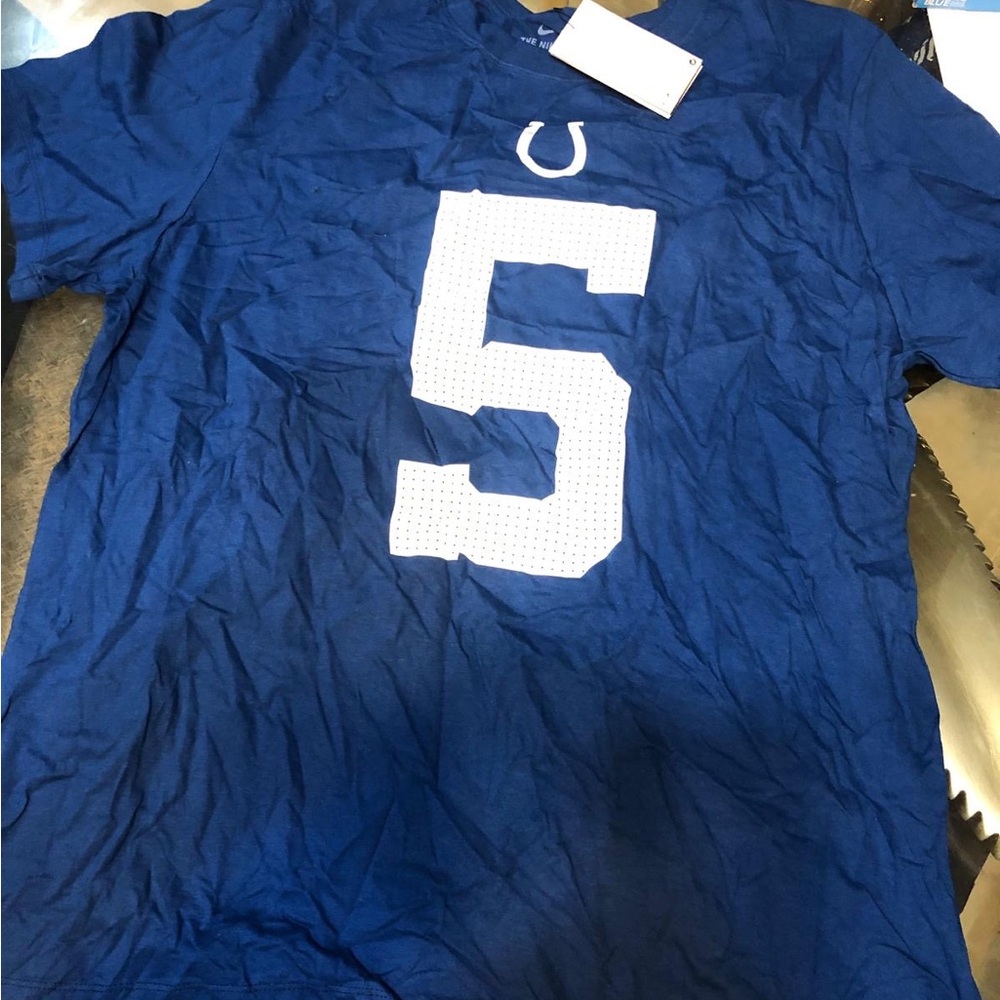 Nike Blue and White Football Jersey with Number 5